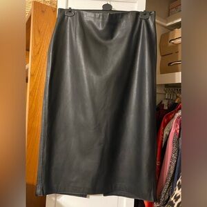 Catherine Malandrino Size 14 Black Faux Leather Pencil Skirt